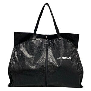 Auth BALENCIAGA Shopper Garment Tote Bag 811607 Black Lambskin - Tote Bag
